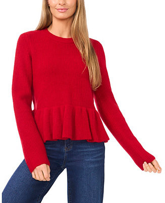 CeCe Women's Peplum Pull On Long Sleeve Sweater - Macy's | Macy's