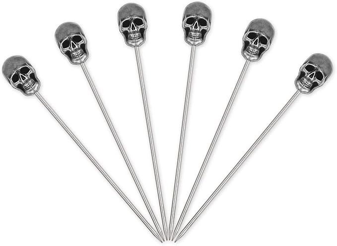DS. DISTINCTIVE STYLE Skull Cocktail Picks 6 Pieces Stainless Steel Olive Picks Reusable Fruit St... | Amazon (US)