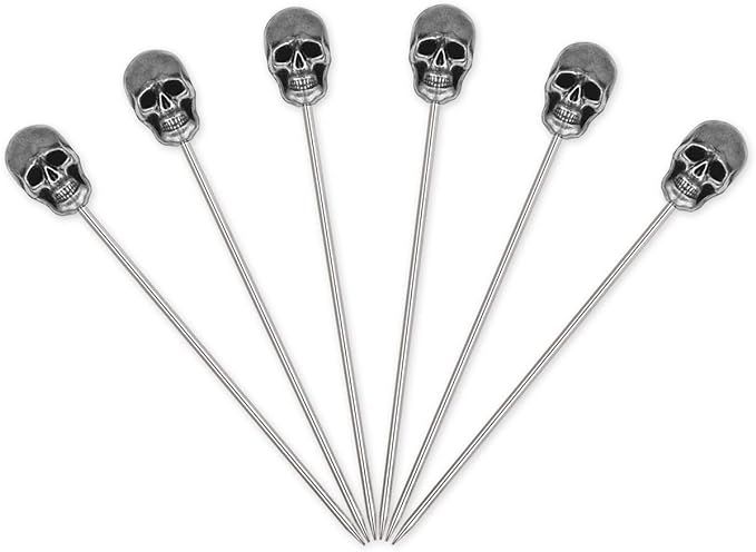DS. DISTINCTIVE STYLE Skull Cocktail Picks 6 Pieces Stainless Steel Olive Picks Reusable Fruit St... | Amazon (US)
