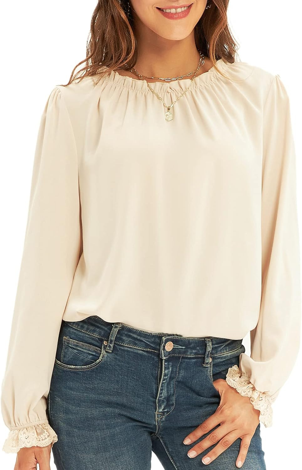 GRACE KARIN Women's Work Chiffon Blouses Casual Tank Tops Short Sleeve Caual Shirts Lace Loose Fi... | Amazon (US)