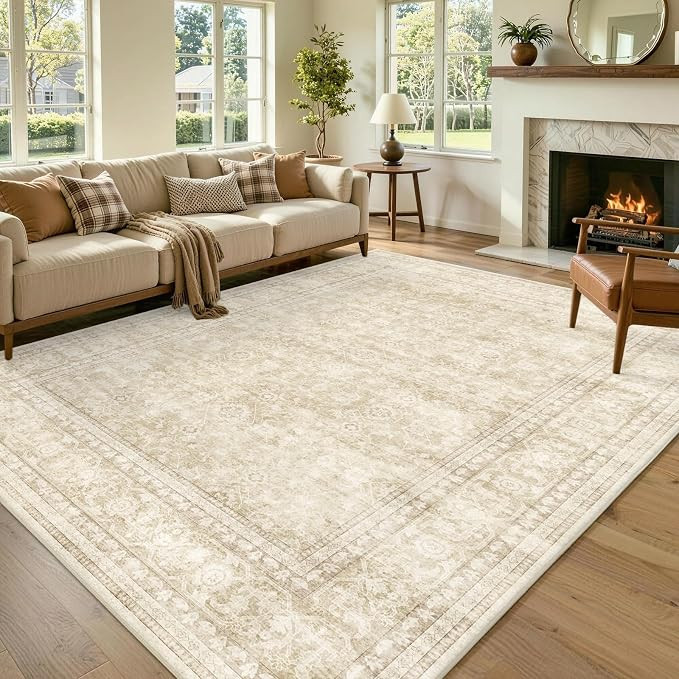 6x9 Ft Large Area Rugs for Living Room, Soft Non-Slip Machine Washable Rug, Vintage Stain Resista... | Amazon (US)