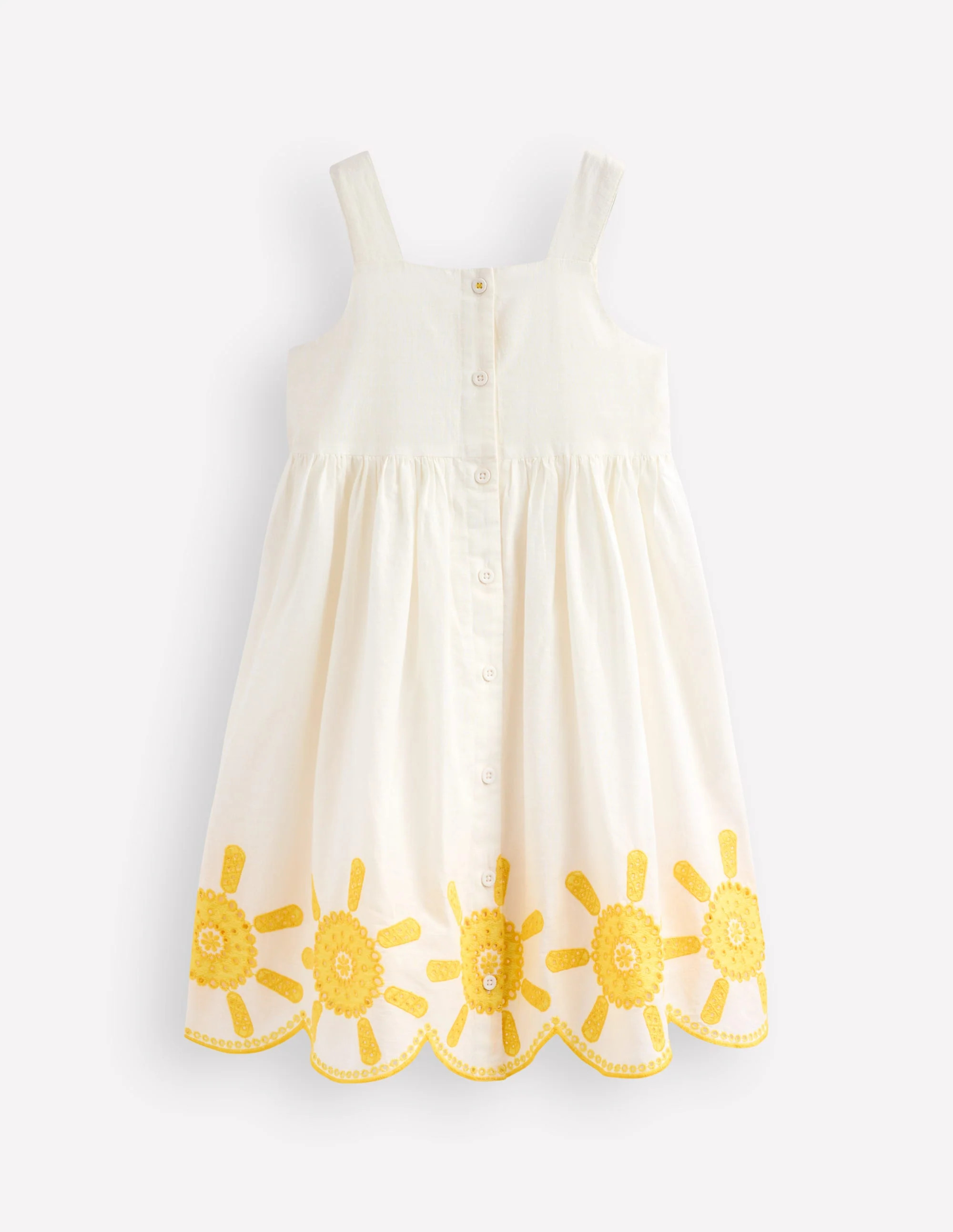Button Through Woven Dress-Ivory Sunshine | Boden UK