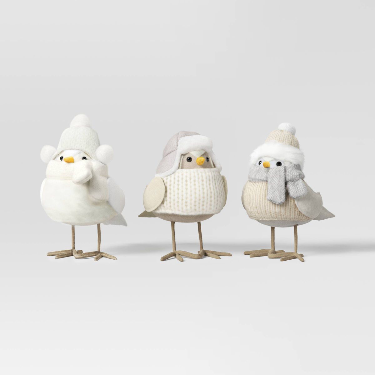 3pc Featherly Friends Fabric Bird Christmas Figurine Set - Wondershop™ Neutral | Target