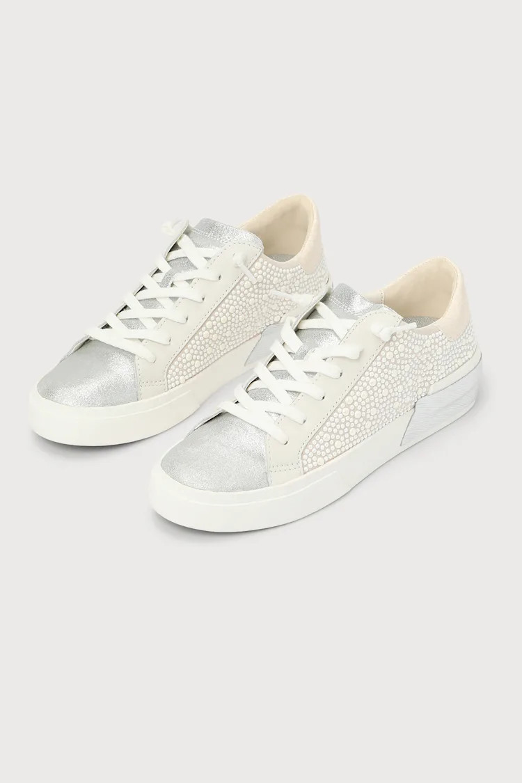 Zina Vanilla White Pearl Lace-Up Sneakers | Lulus (US)
