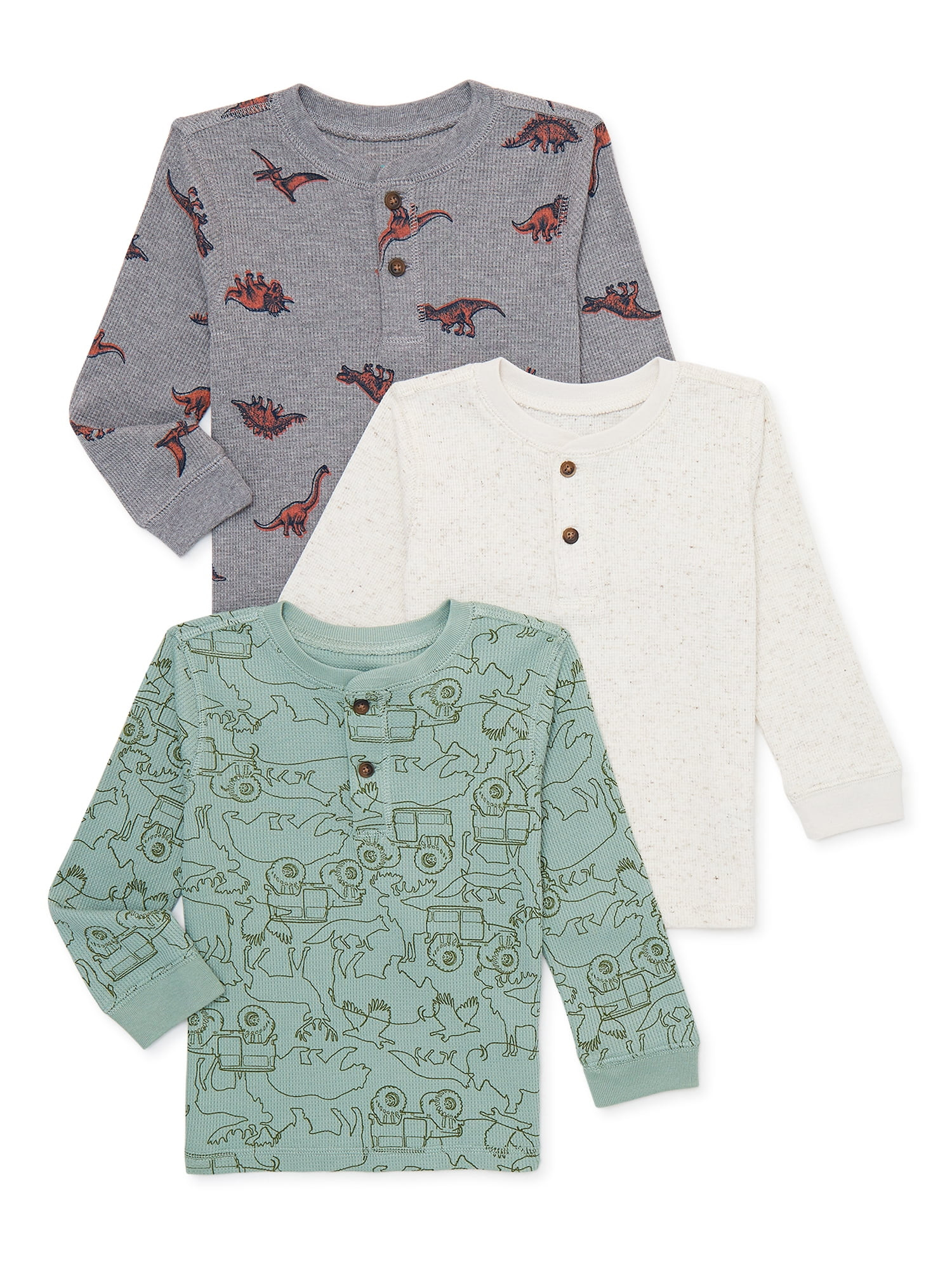Garanimals Baby and Toddler Boy Thermal Henley with Long Sleeves, 3-Pack, Sizes 12M-5T - Walmart.... | Walmart (US)