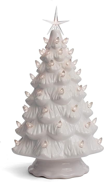 Milltown Merchants Ceramic Christmas Tree - Tabletop Tree with Lights - (15.5" Large White Christ... | Amazon (US)