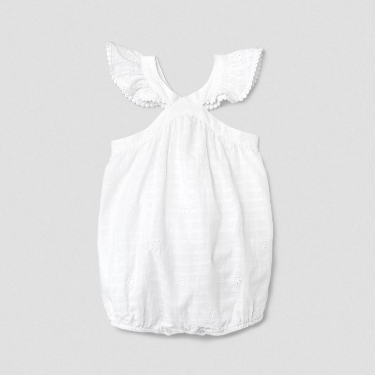 Baby Girls' Eyelet Flutter Sleeve Romper - Cat & Jack™ White | Target