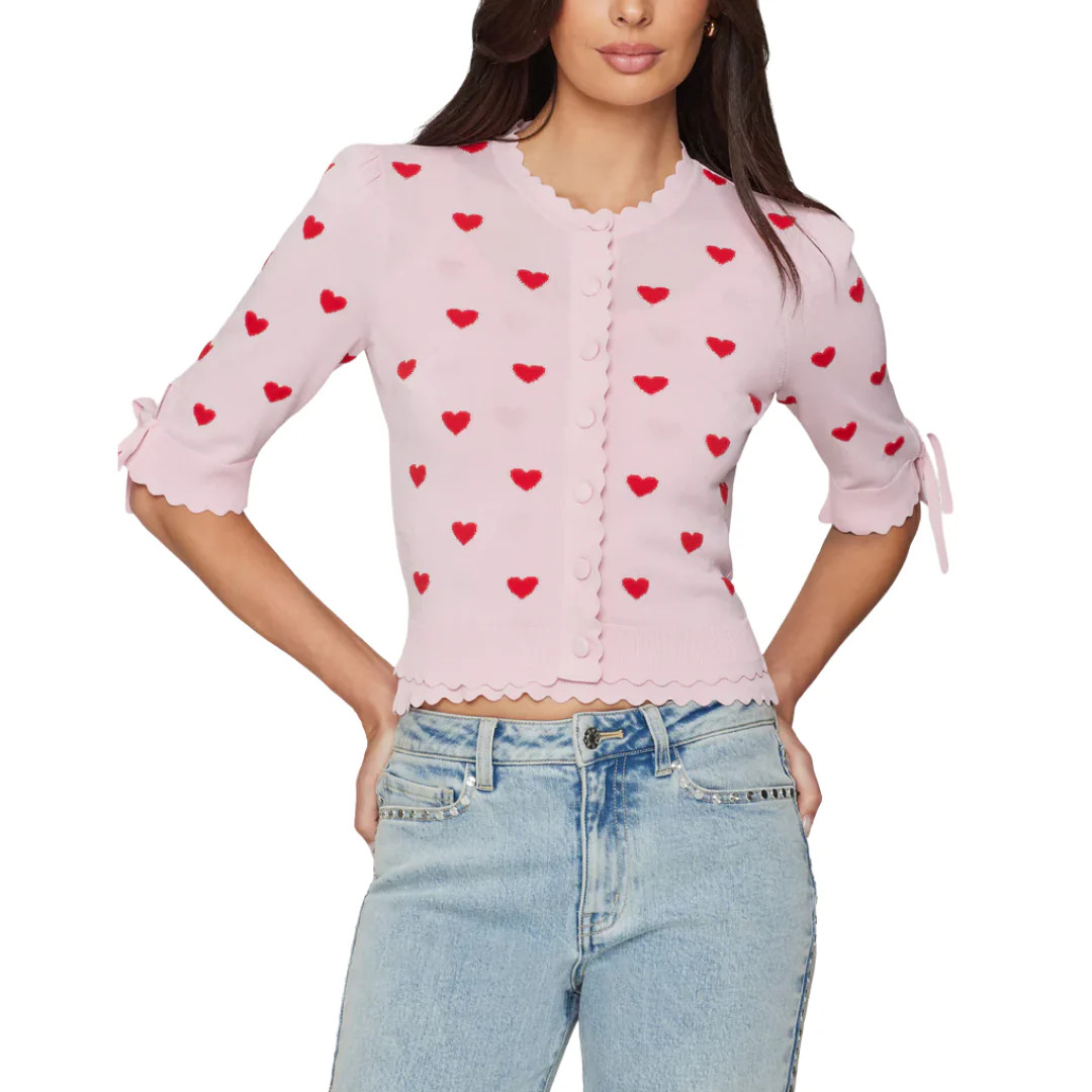 TESS HEARTS INTARSIA CARDIGAN | Shop.app