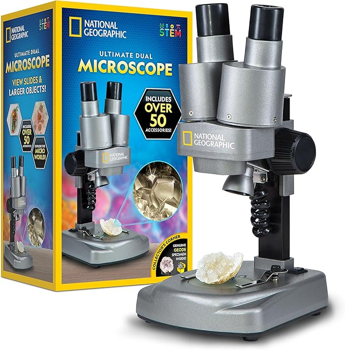 National Geographic Dual LED Kids Microscope - 50+ pc Science Kit with 10 Prepared Slides & 10 DI... | Amazon (US)