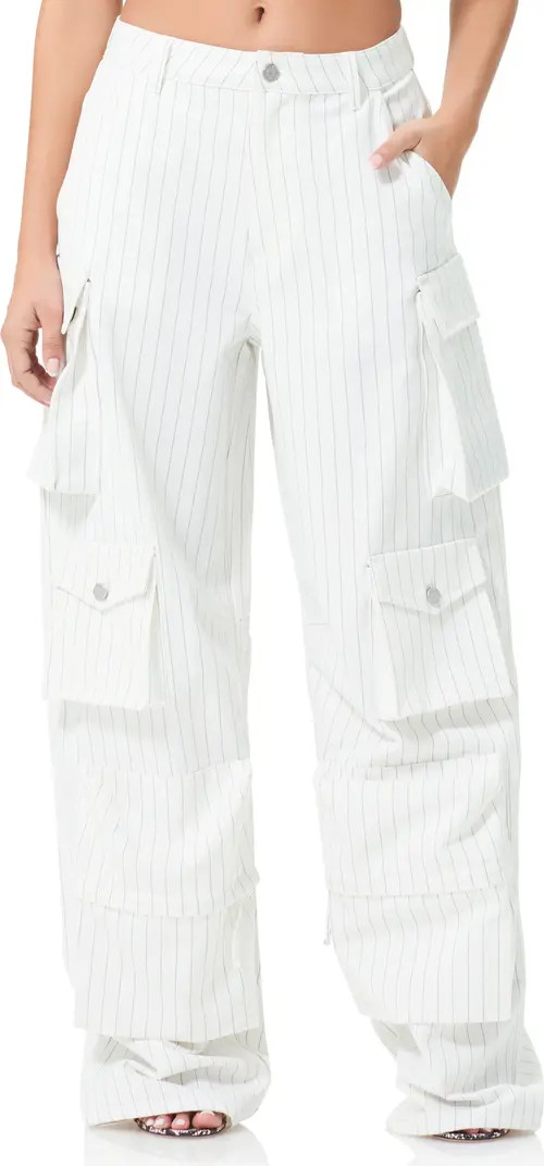 AFRM Parker Pinstripe Wide Leg Cargo Pants | Nordstrom | Nordstrom