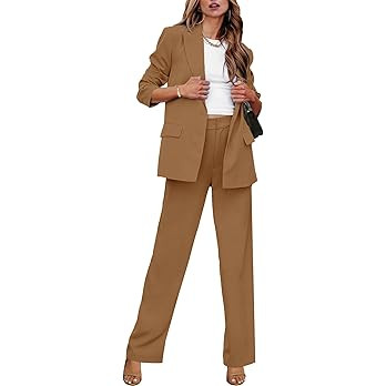 luvamia 2 Piece Outfits for Women Dressy Long Blazer Jackets High Waisted Wide Leg Pants Suits Se... | Amazon (US)