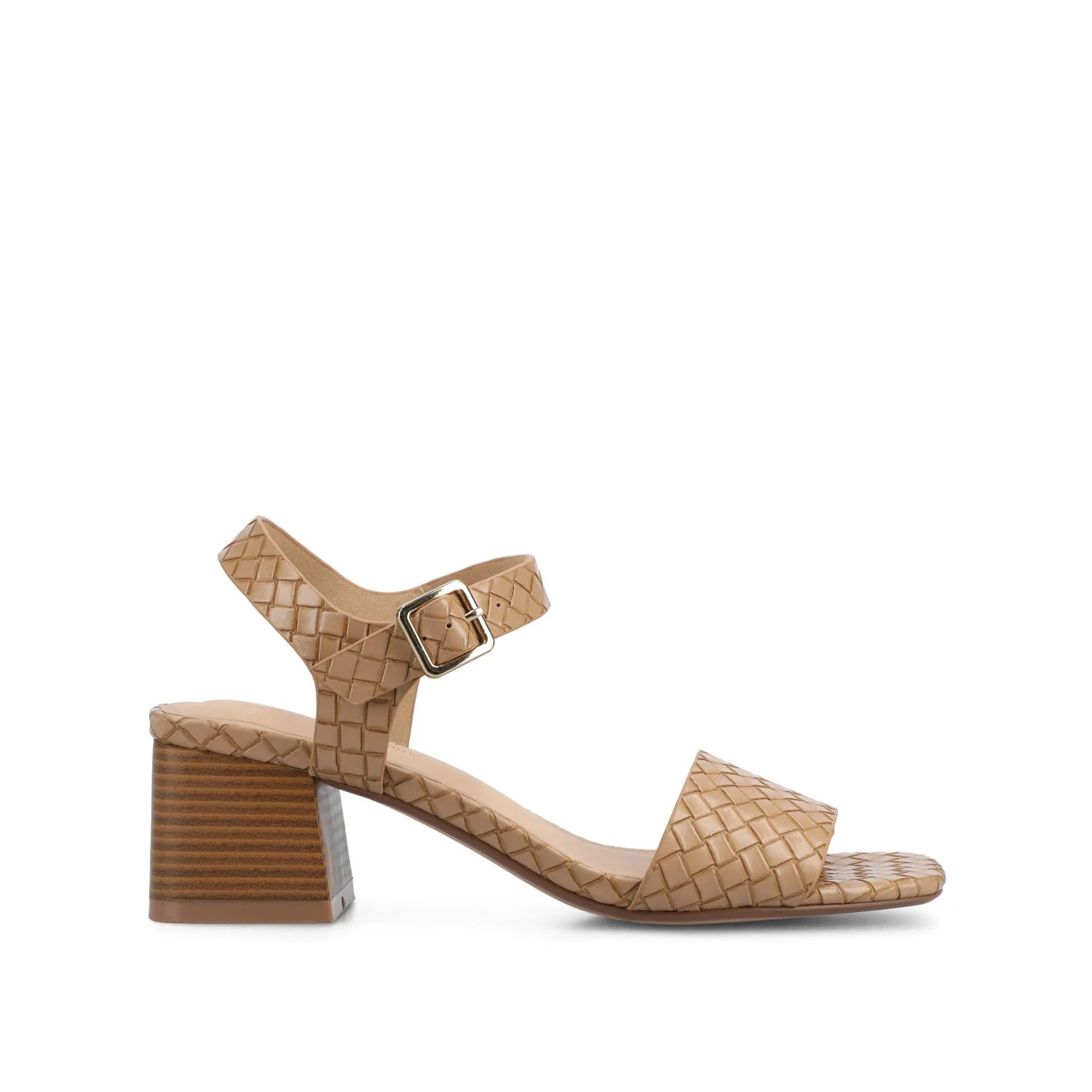 SHAINA OPEN TOE HEELS - Tan Woven | Journee Collection