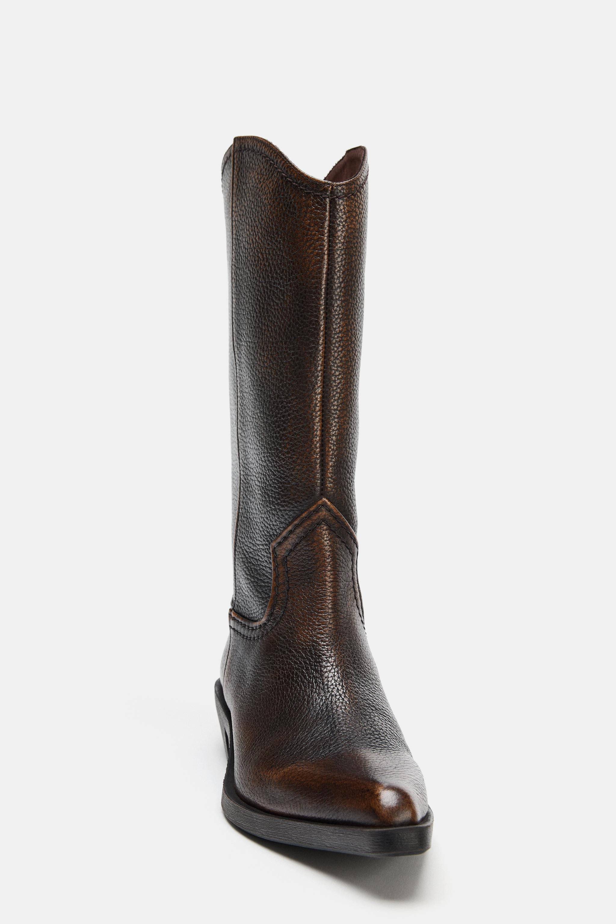 DISTRESSED LEATHER BOOTS | Zara US