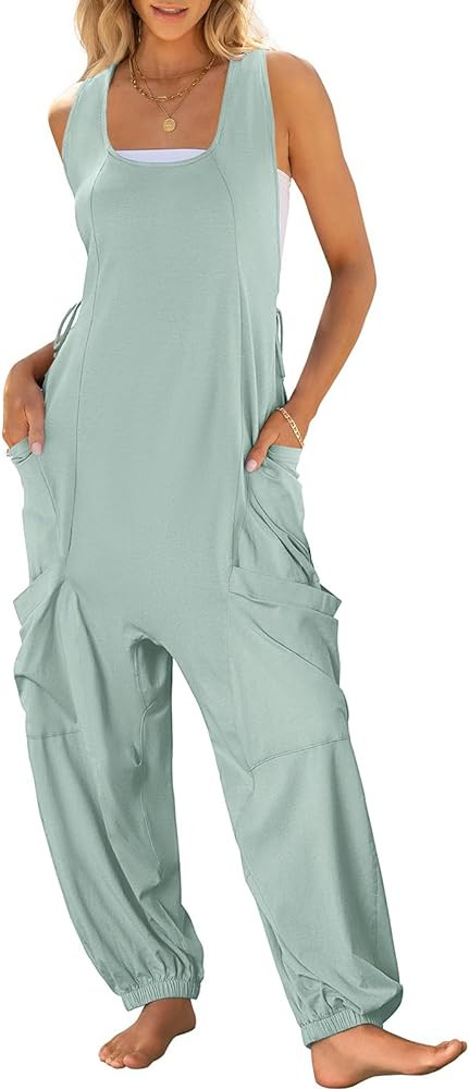 ANRABESS Women Overalls Jumpsuits Loose Casual Dressy Sleeveless Baggy Harem Pants Romper Jumpers... | Amazon (US)