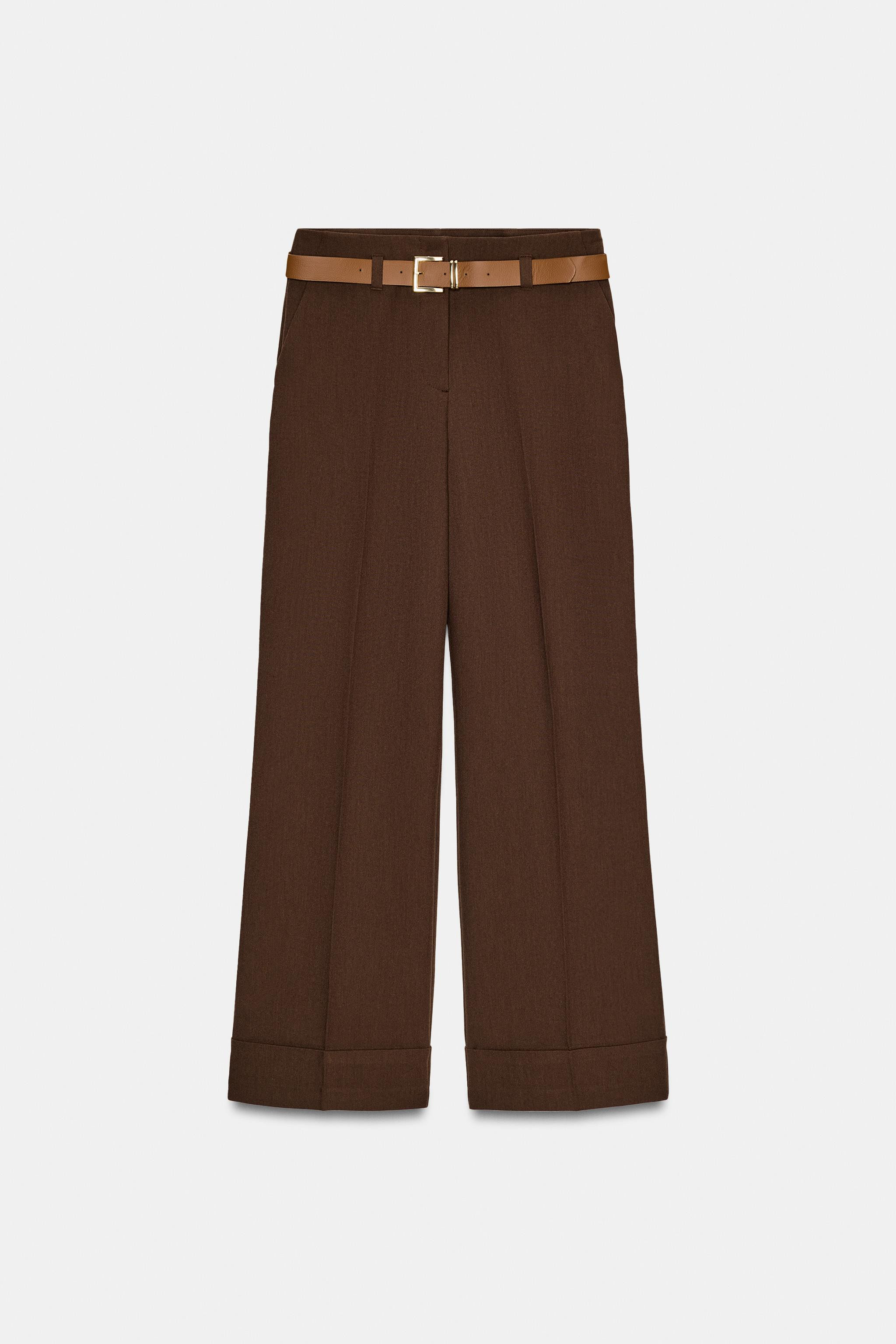 TROUSERS WITH TURN-UP CUFFS AND BELT | Zara UK