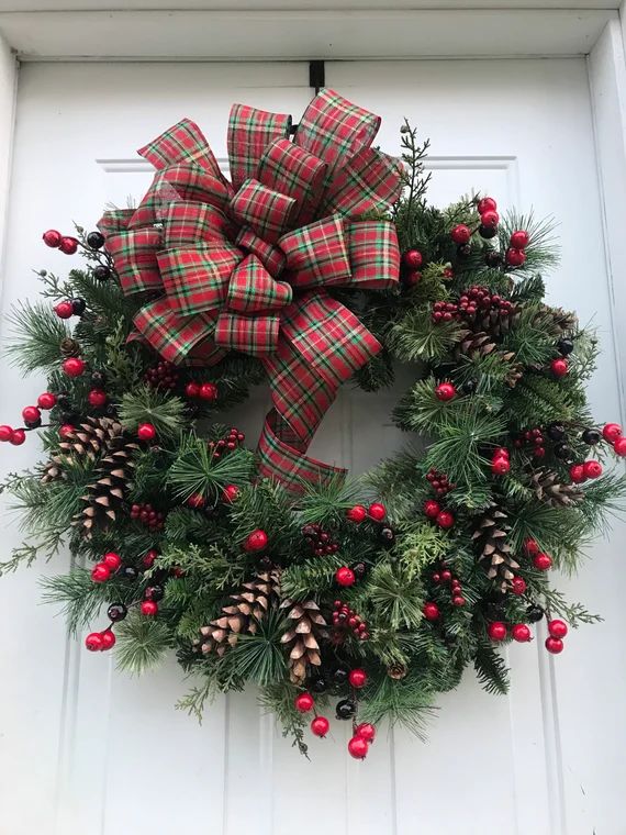 Christmas Wreaths For Front Door, Large Christmas Wreath, Winter Wreaths For Front Door, Winter W... | Etsy (US)