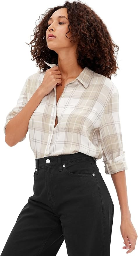 GAP Women's Drapey Flannel Button Down Shirt | Amazon (US)