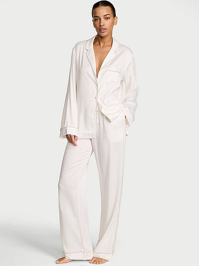 Signature Satin Shine Long Pajama Set, White/ivory, Xsreg - Women's Sets - Victoria's Secret | Victoria's Secret (US / CA )