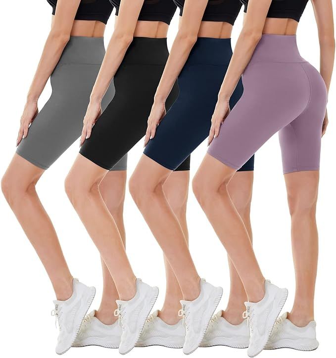 CAMPSNAIL 4 Pack Biker Shorts for Women – 8" High Waist Tummy Control Workout Yoga Running Comp... | Amazon (US)
