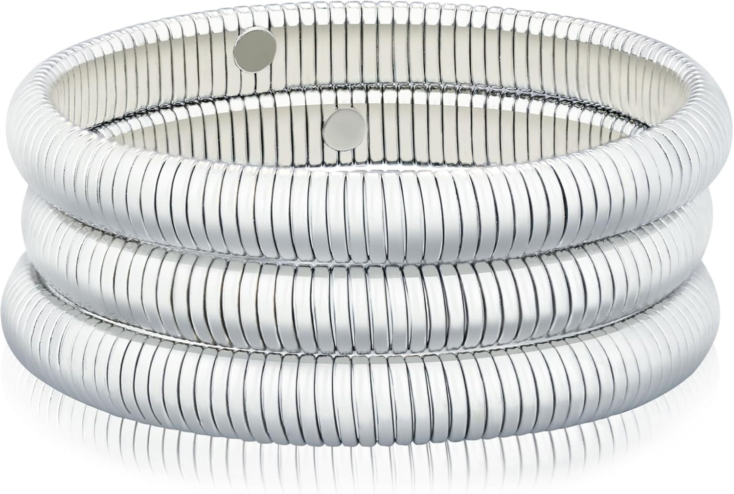 Gold Bangle Bracelets Set for Women Men Stretchy Link Chain Bracelet Flexible Wide Wristband Bang... | Amazon (US)