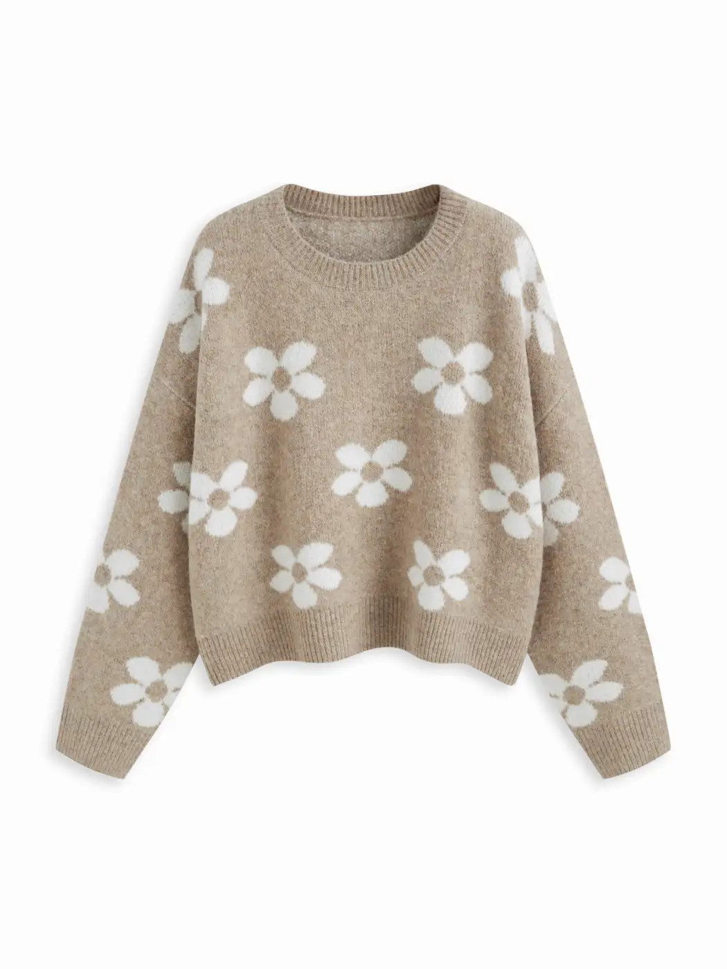 Tejido de punto Sudadera de punto con cuello redondo y estampado floral For Informal diario | Cider