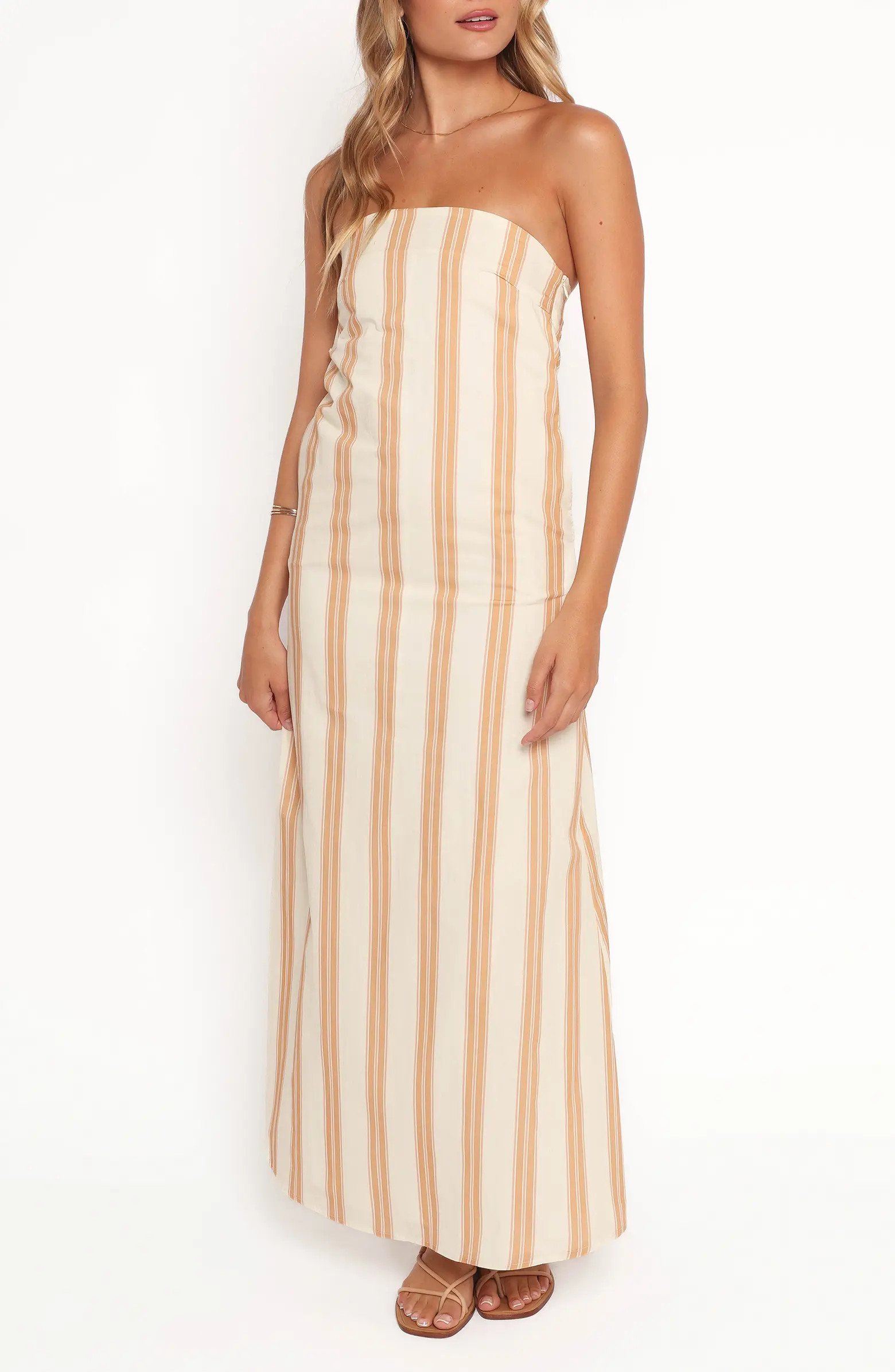 Luisa Stripe Strapless Cotton Maxi Dress | Nordstrom