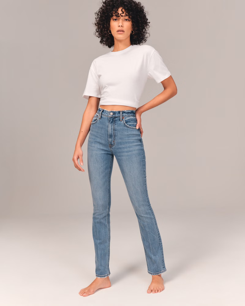 Women's Ultra High Rise Slim Straight Jeans | Women's Bottoms | Abercrombie.com | Abercrombie & Fitch (US)