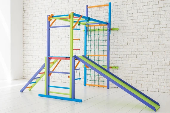 Kids Indoor Playground Gym With 7 Play Features, safe & sturdy for children, eco friendly materia... | Etsy (US)