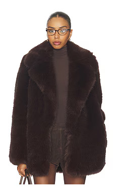 L'Academie by Marianna Gamine Faux Fur Jacket in Dark Brown from Revolve.com | Revolve Clothing (Global)