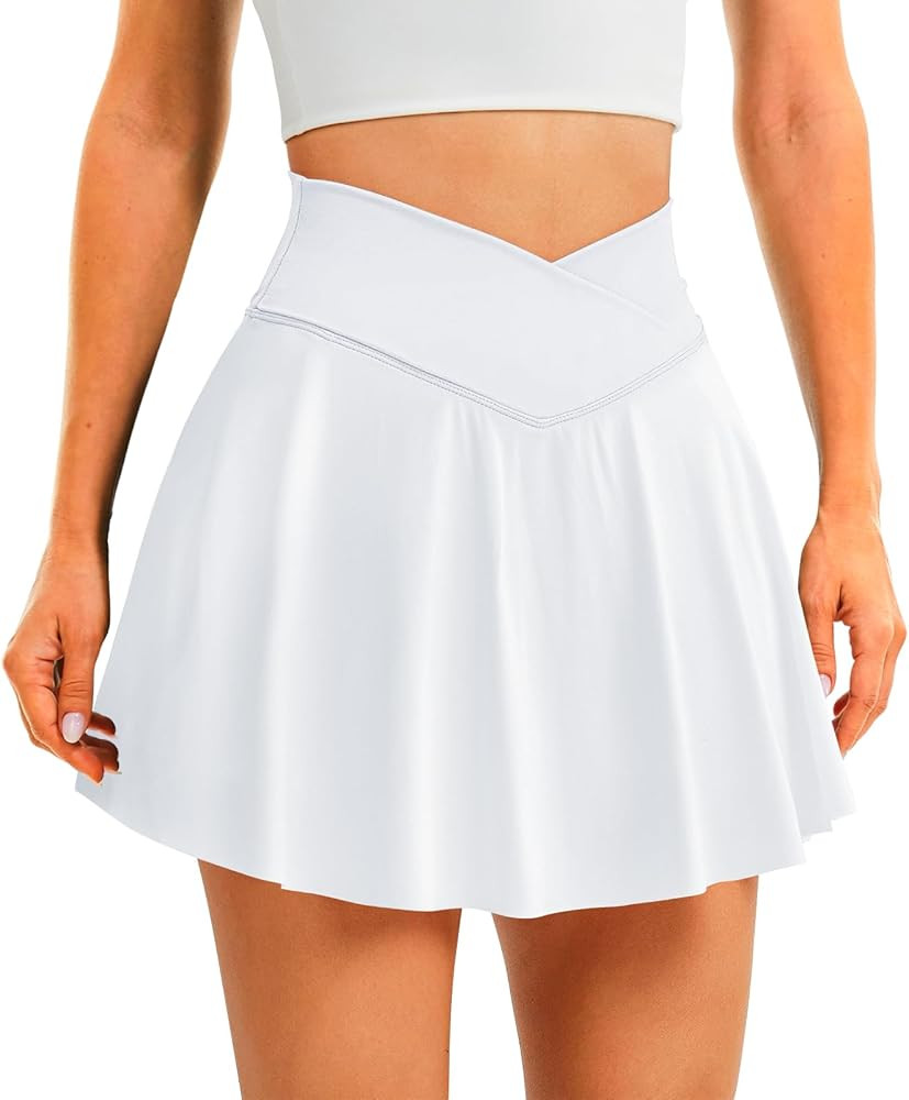 Womens Tennis Skirt with Pockets Shorts Crossover High Waisted Athletic Skorts Skirts for Golf Ru... | Amazon (US)