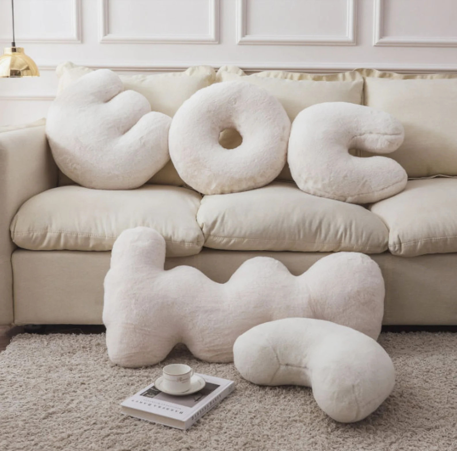 Velvet Decorative Throw Pillow Letter Pillow Nordic Pillow | Etsy | Etsy (US)