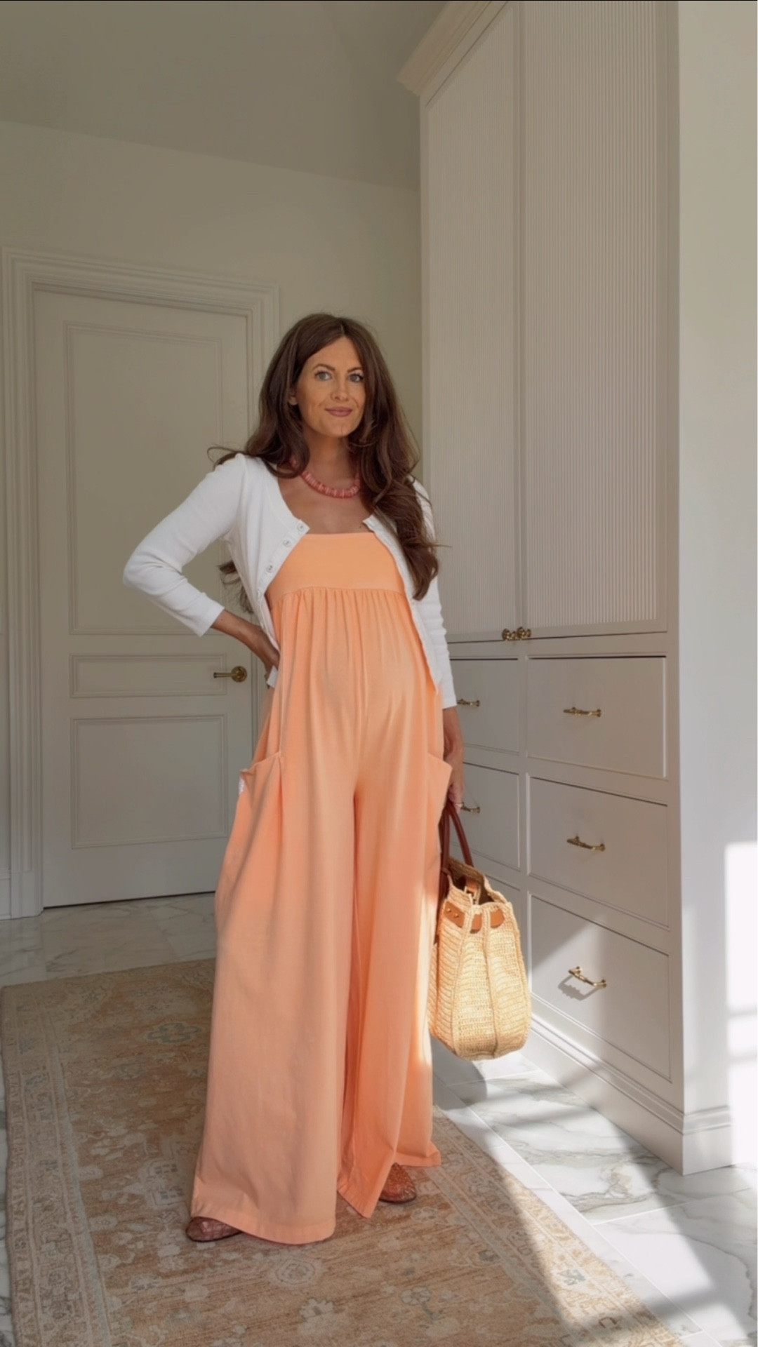 Got my normal size in this jumpsuit, it’s flowy enough for pregnancy 🫶🏻 this is a brand new color and it’s still fully stocked! 

#LTKdayinmylife #LTKootd #LTKBump