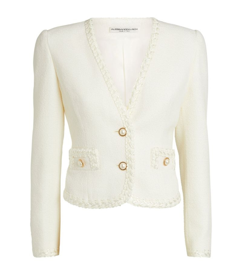 Alessandra Rich Bouclé Cropped Jacket | Harrods