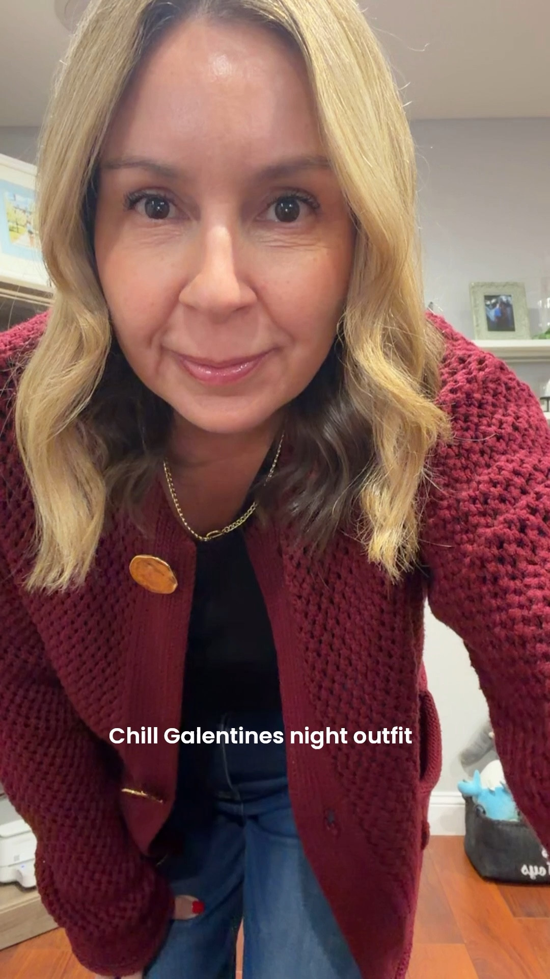 Chill night out with the girls outfit. Sweater is on sale for $9.99 and sneakers are on sale too! Im wearing a medium in cardigan

#LTKMidsize #LTKOver40 #LTKSaleAlert