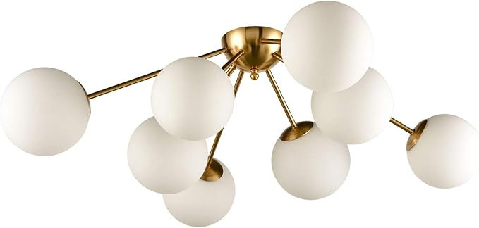 Elegant Modern Globe Semi Flush Mount Ceiling Light, 8 Light Mid Century Sputnik Chandeliers Fixt... | Amazon (US)