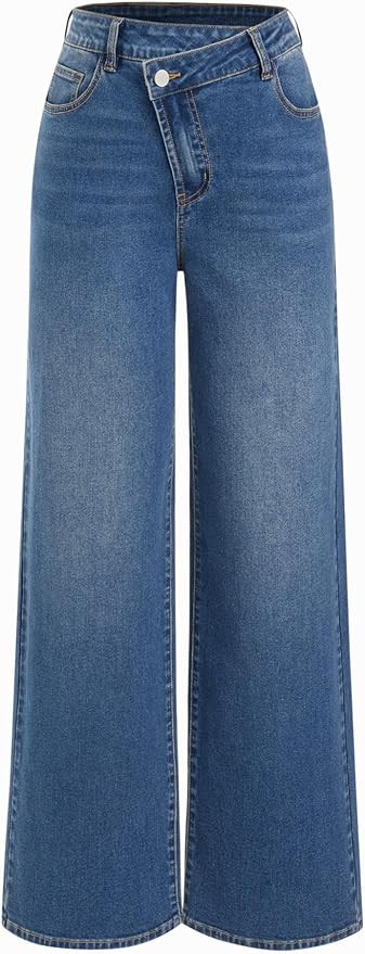 CIDER Women's Wide Leg Jeans Wrap High Waisted Baggy Boyfriend Jeans with Pockets Trendy Denim Pa... | Amazon (US)