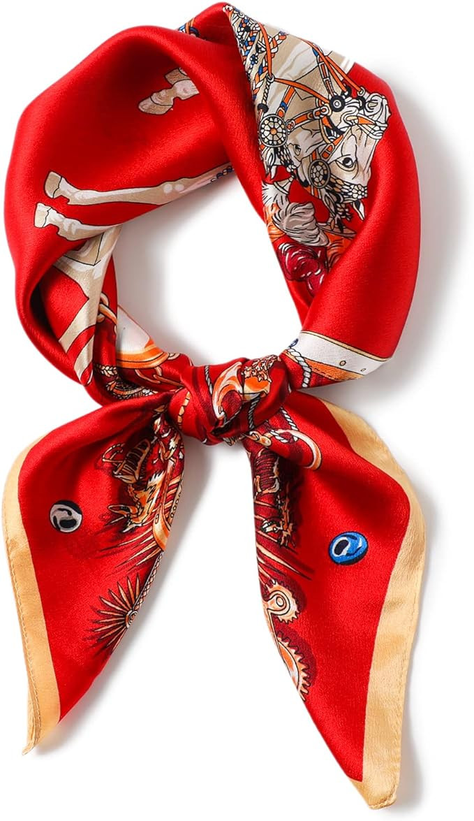 PoeticEHome 100% Pure Mulberry Silk Square Scarf 27"x27" Women Neckerchief Headscarf Gift Packed | Amazon (US)