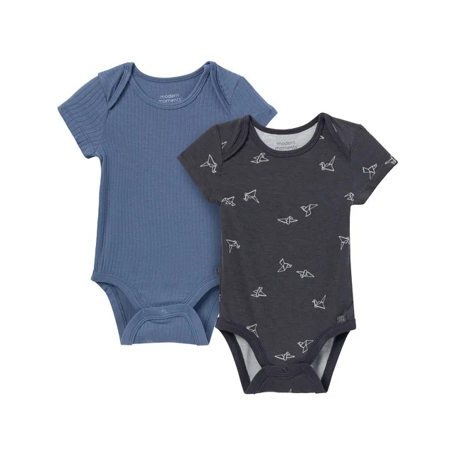Modern Moments by Gerber Baby Neutral Super Soft 2-Pack Short Sleeve Bodysuits, Sizes Newborn - 1... | Walmart (US)