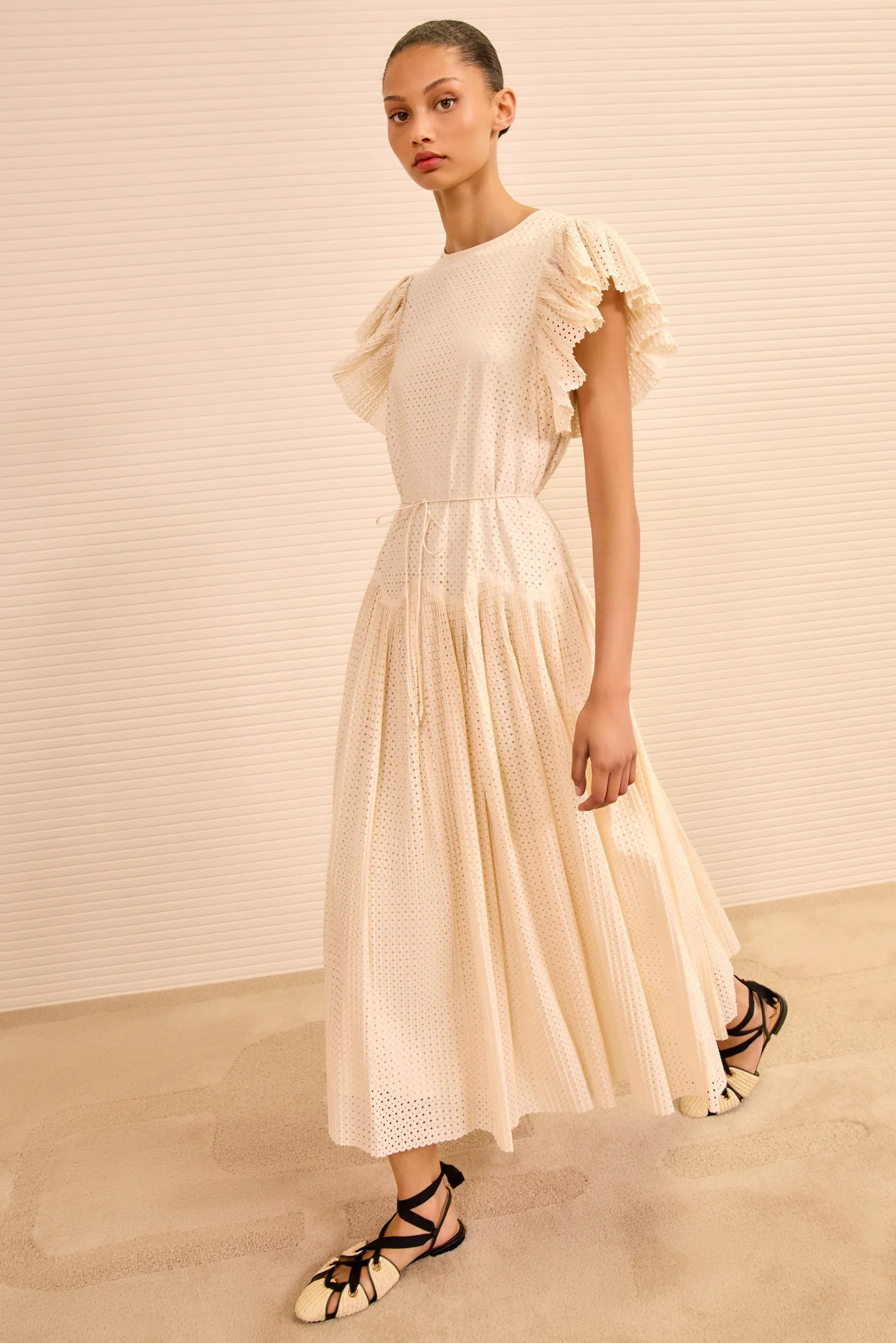 Sylvaine Flutter Sleeve Midi Dress - Cowrie | Ulla Johnson