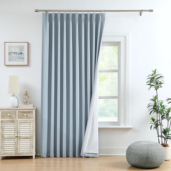 WEST LAKE Dusty Blue Bailey Pinch Pleated Blackout Curtains with Liner 95 Inches Length for Bedro... | Amazon (US)