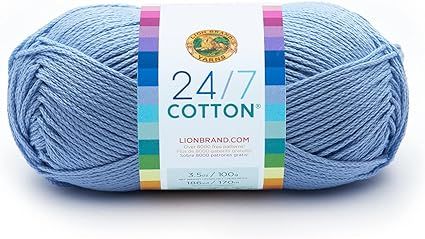 Lion Brand Yarn (1 Skein) 24/7 Cotton® Yarn, Sky | Amazon (US)