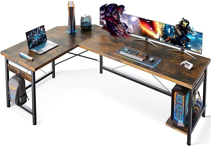 Coleshome 66" L Shaped Larger Gaming Desk, Corner Computer Desk, Sturdy Home Office Computer Tabl... | Amazon (US)