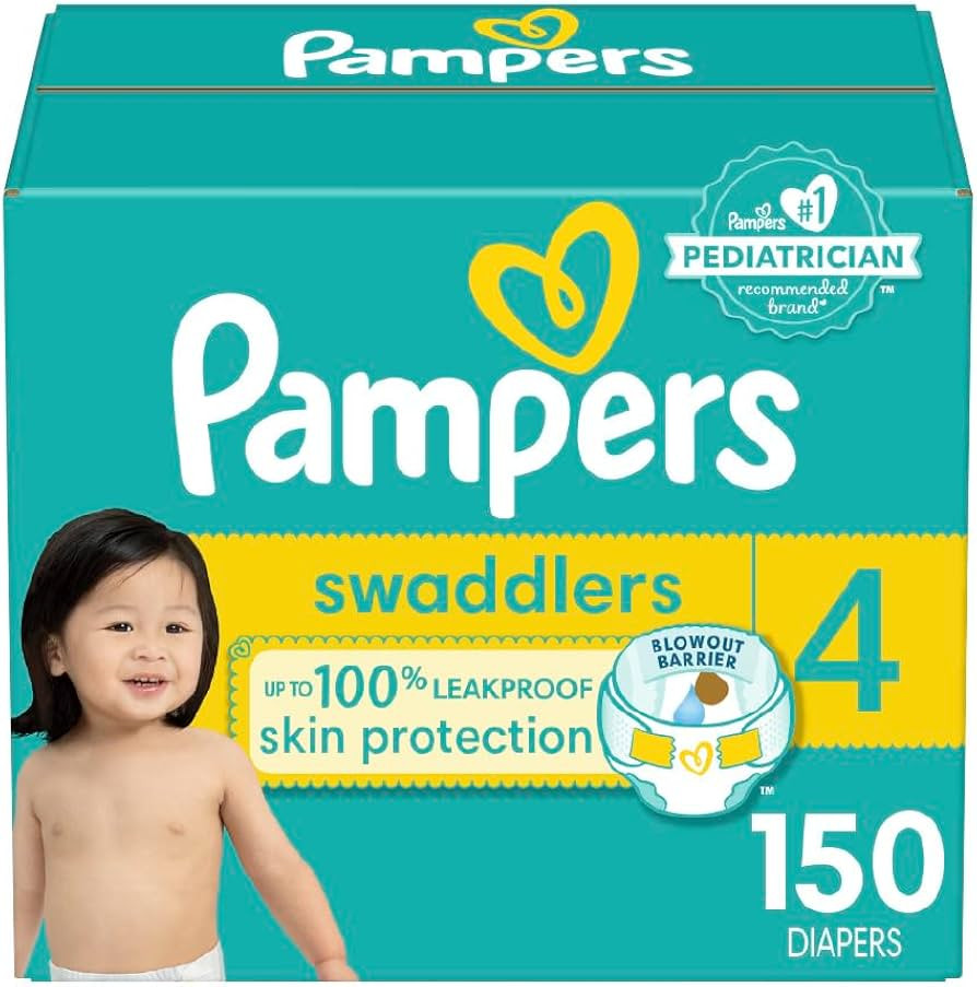 Pampers Baby Diapers - Swaddlers - Size 4, 150 Count, Ultra Absorbent Disposable Infant Diaper | Amazon (US)