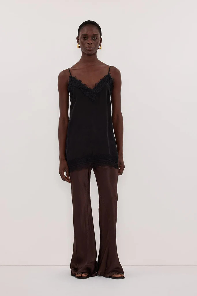 NIKKI BITTER CHOC SATIN BIAS PANT | DISSH