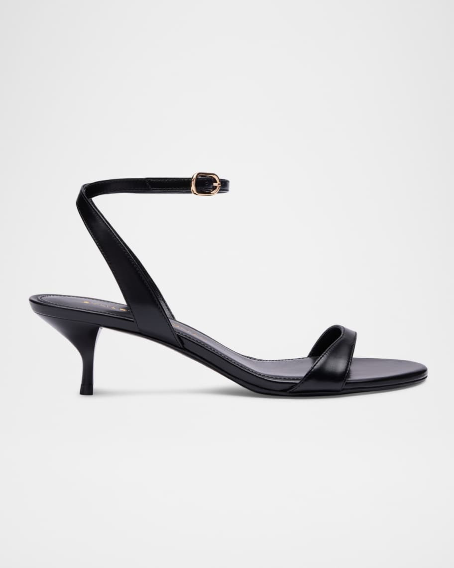 Stuart Weitzman 50mm Kellie Leather Ankle-Strap Sandals | Neiman Marcus
