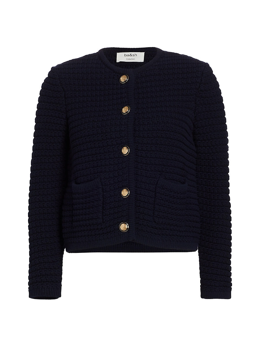 ba & sh Women's Gaspard Cotton-Blend Cardigan - Marine - Size XS | Saks Fifth Avenue