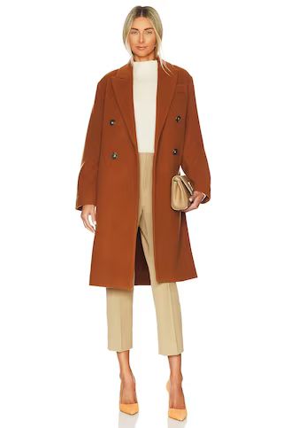 Vince Brushed Wool Double Breast Coat in Golden Toffee from Revolve.com | Revolve Clothing (Global)