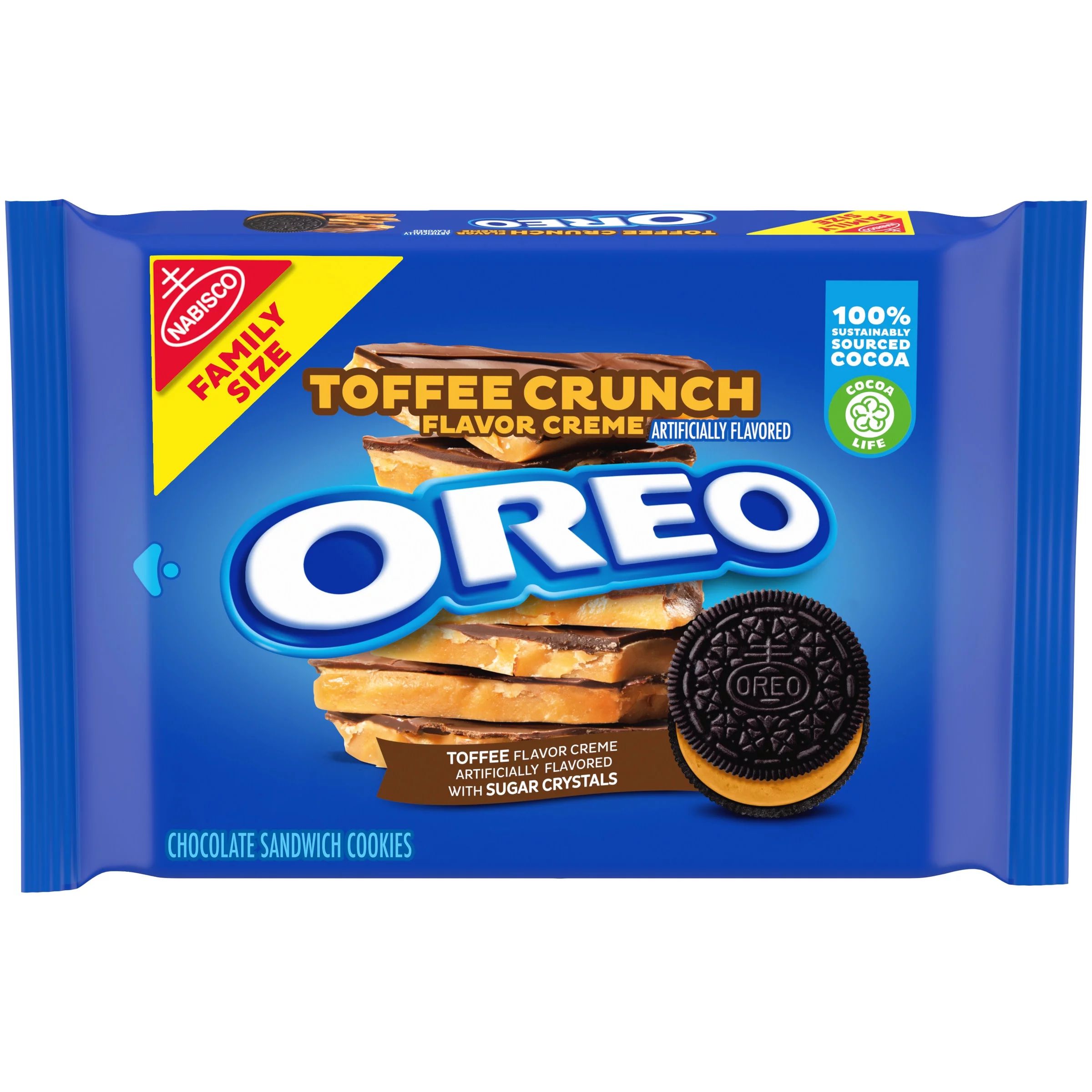 OREO Toffee Crunch Creme with Sugar Crystals Chocolate Sandwich Cookies, Family Size, 17 oz | Walmart (US)