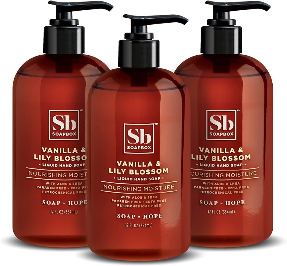 Soapbox Liquid Hand Soap, Vanilla & Lily Blossom - Gentle, Moisturizing Hand Cleanser, Vegan, Cru... | Amazon (US)