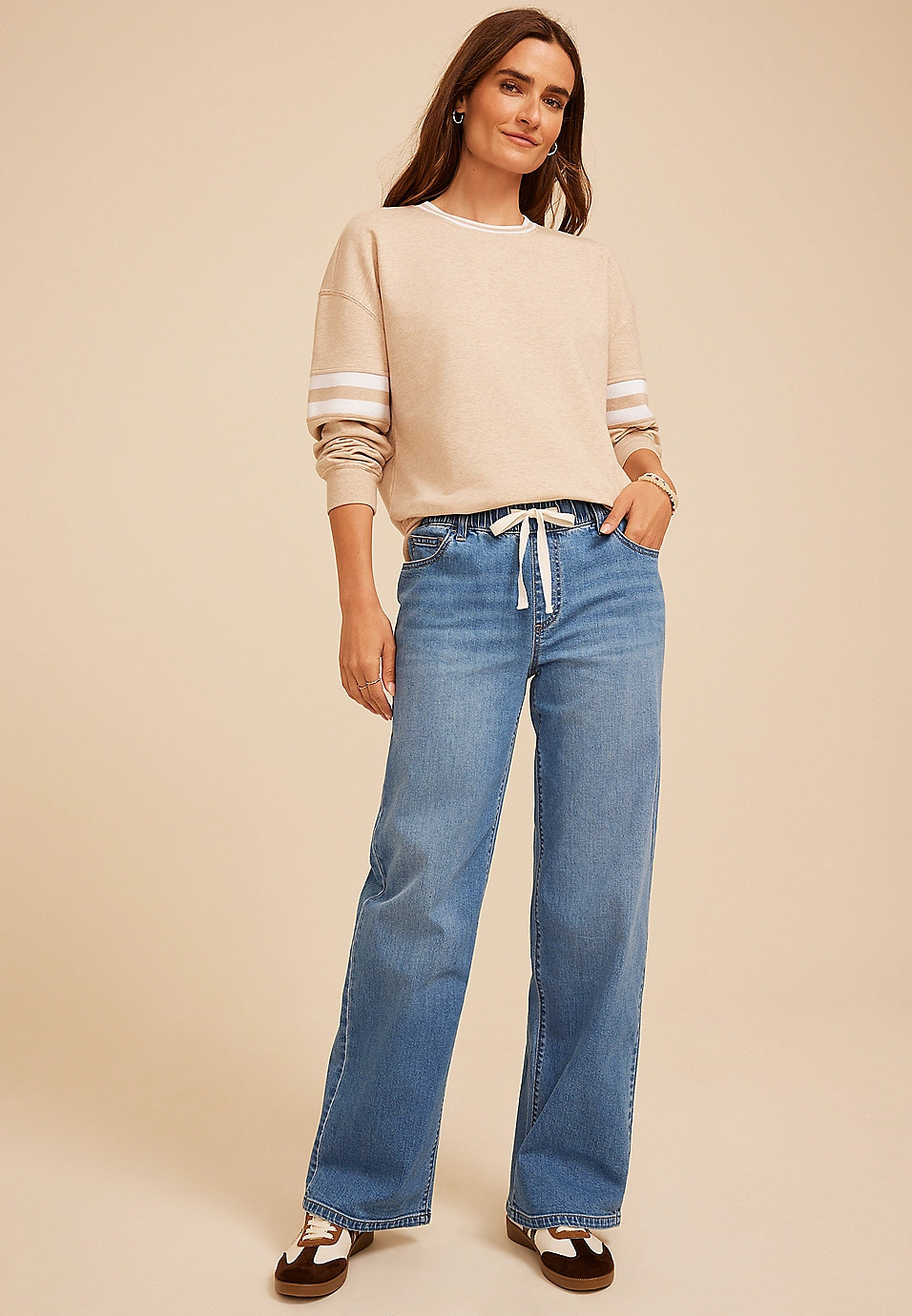 m jeans by maurices\u2122 High Rise Soft Pull On Wide Leg Jean | Maurices